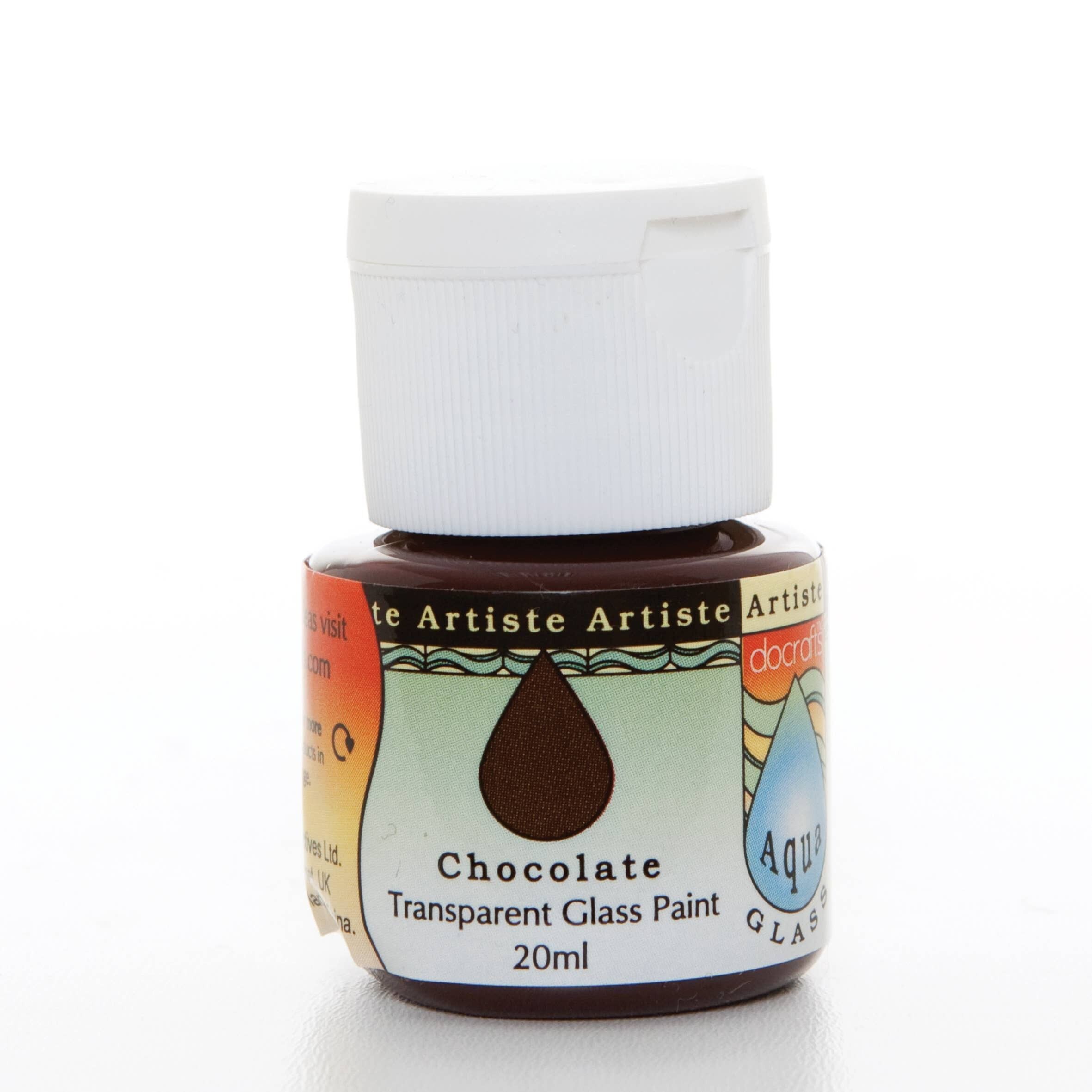 Artiste Aquaglass Pittura su vetro, Cioccolato, 20 ml, Materiale artistico ideale per set artistici, adulti e bambini, Il set di pittura perfetto per la casa, Combinabile con set di pennelli e tavolozza