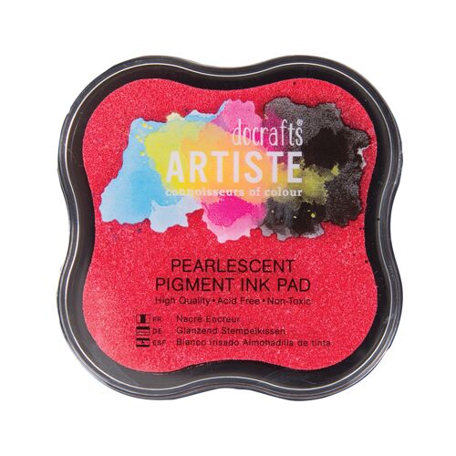 Artiste Pigment Pearlescent Soft Pink Ink Pad For Stamping, Embossing Powders, Crafting Supplies, Pigmented Use With Clear Stamps, Rubber Stamps, Ink Pads Are Safe Non-Toxic Acid-Free Stamptastic