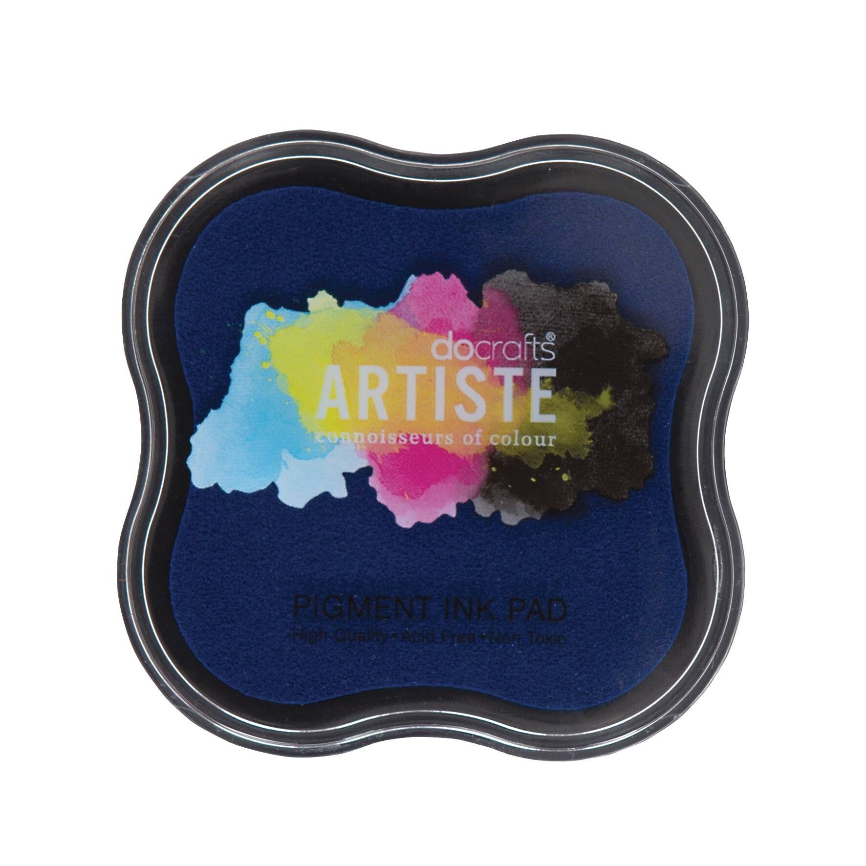 Artiste Pigment Blue Ink Pad For Stamping, Adhering Embossing Powders, Crafting Supplies, Highly Pigmented, Use With Clear Stamps, Rubber Stamps, Ink Pads Are Safe Non-Toxic Acid-Free, Stamptastic