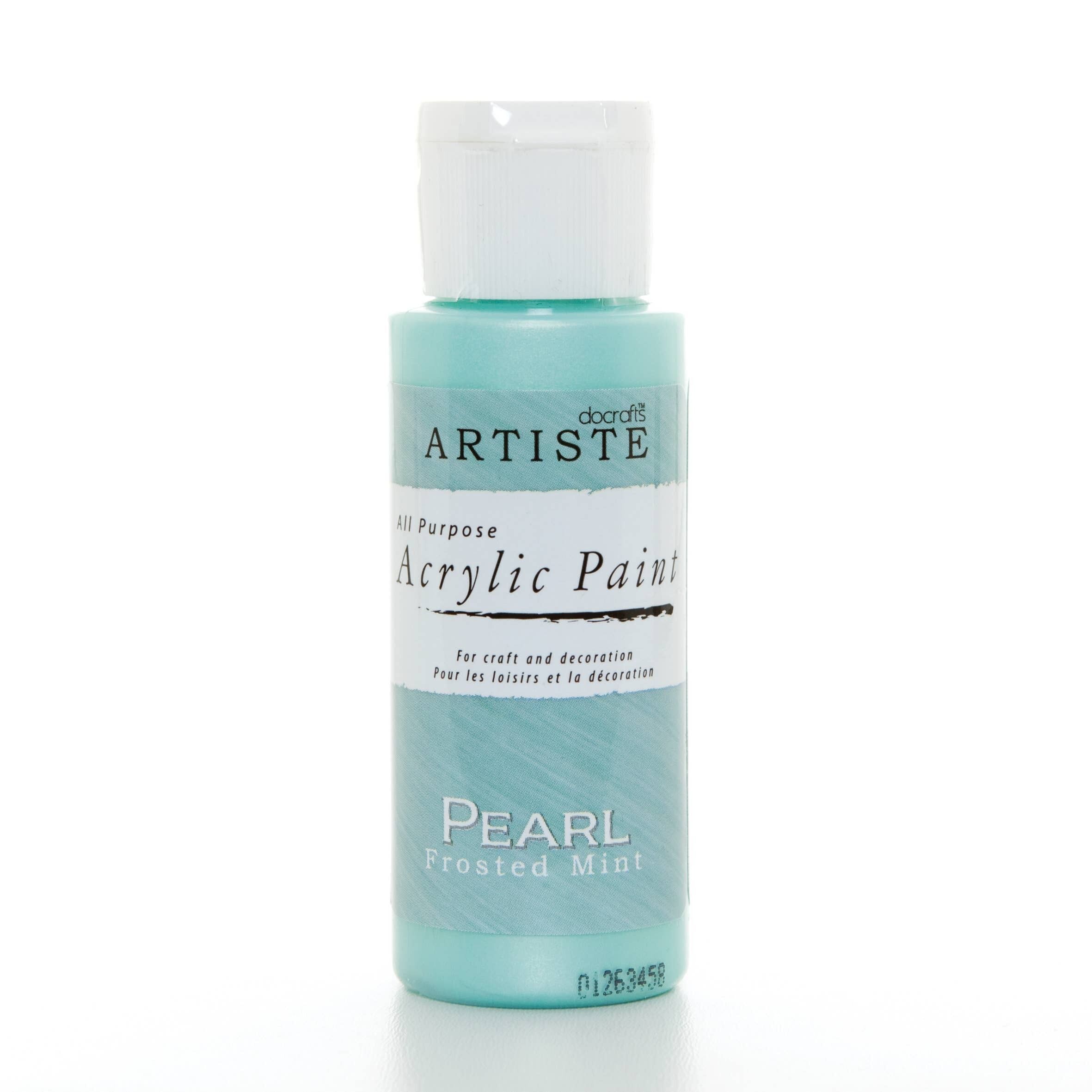 Artiste Acrylfarbe mittel, 59 ml, 2 oz, Pearl Frost Mint, schnelltrocknende professionelle Künstlerfarbe für Kunst, Handwerk und Hobby, leuchtende Farben, Farben auf Wasserbasis decken alle Oberflächen mit Leichtigkeit ab, ideal für reisende Künstler
