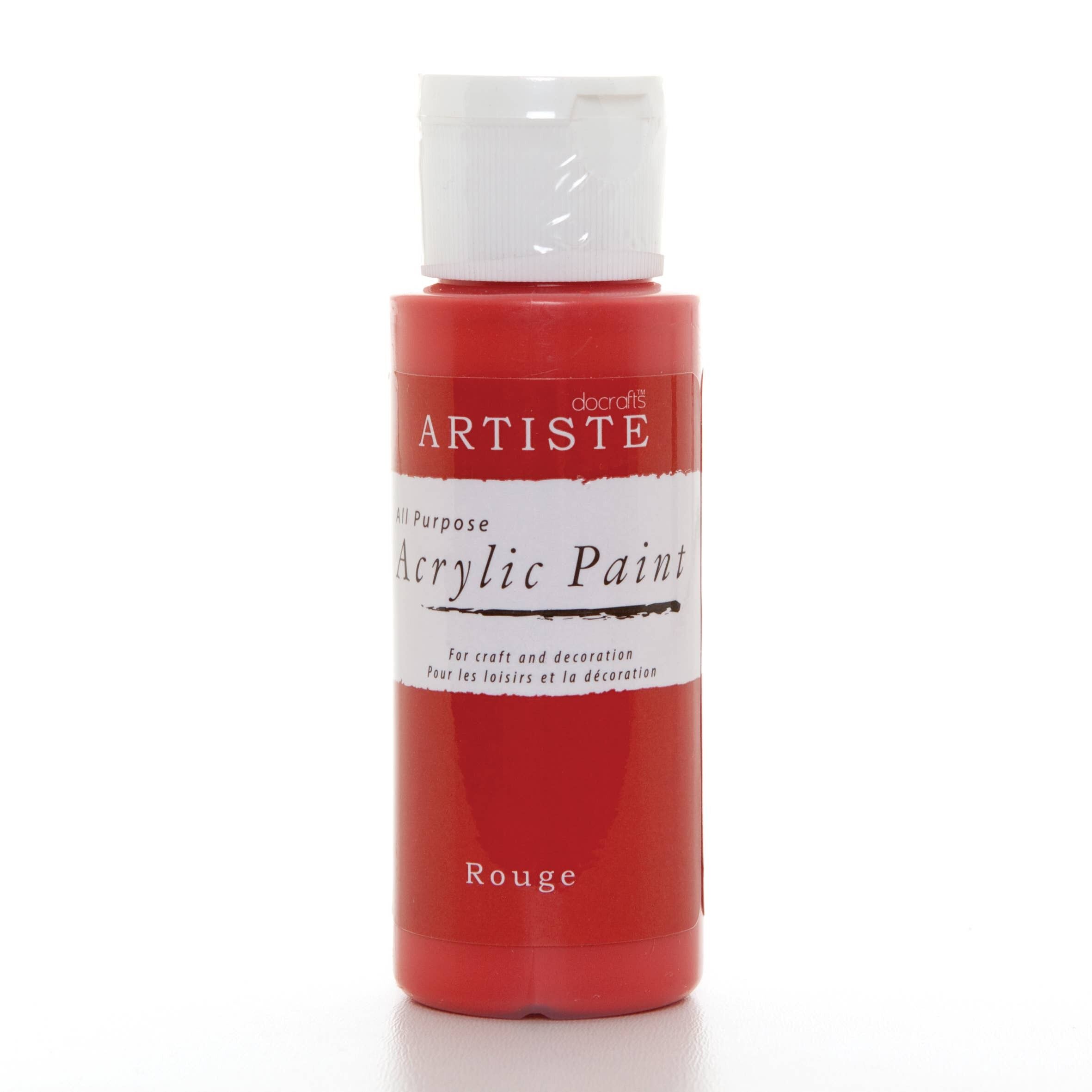 Artiste Acrylic Paint 59ml 2Oz Rouge, Quick-Drying Professional Art, Craft And Hobby Artists Paint, Vibrant Colour, Water-Based Paints Cover All Surfaces With Ease, Ideal For Travel Artists