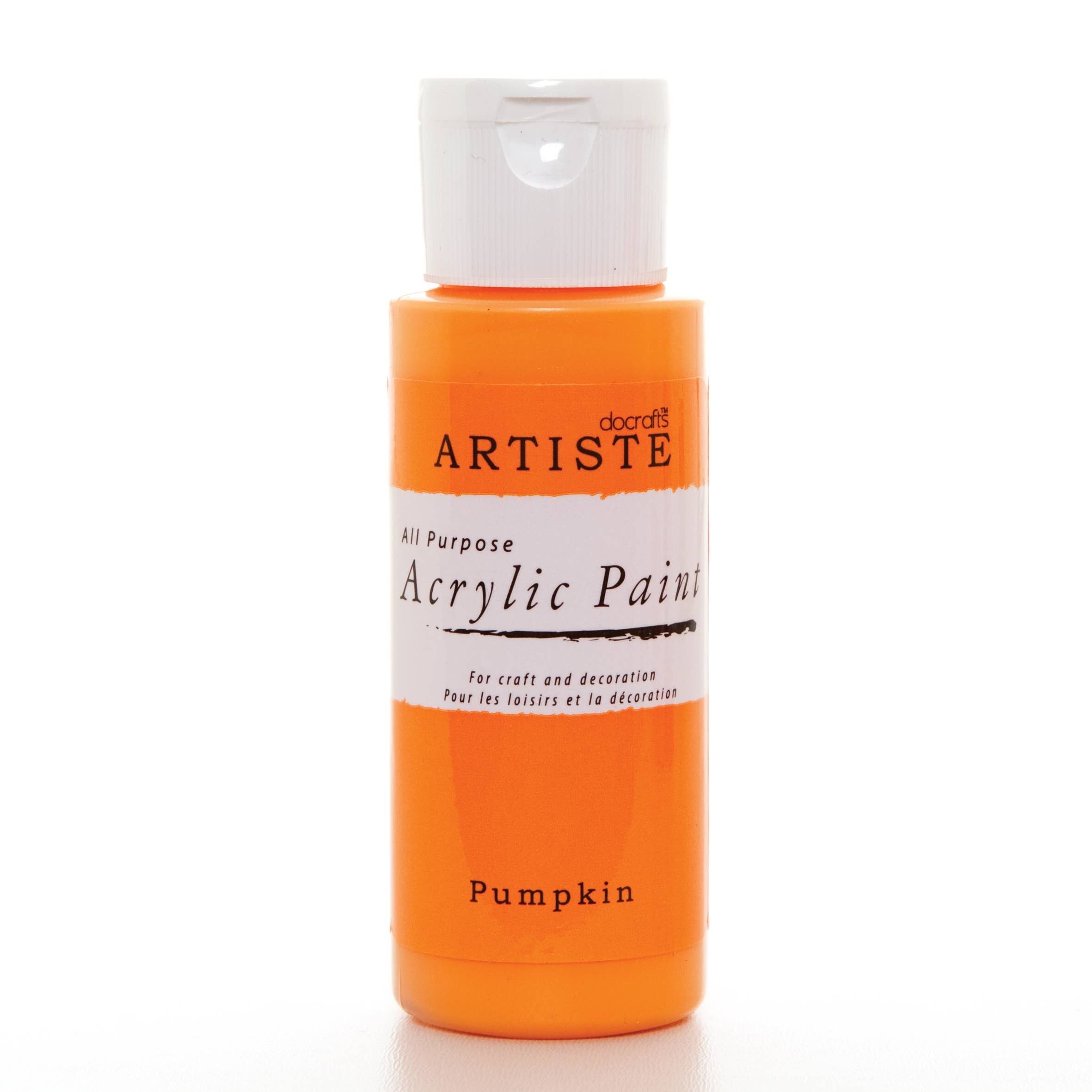 Artiste Acrylic Paint 59ml 2Oz Pumpkin, Quick-Drying Professional Art, Craft And Hobby Artists Paint, Vibrant Colour, Water-Based Paints Cover All Surfaces With Ease, Ideal For Travel Artists
