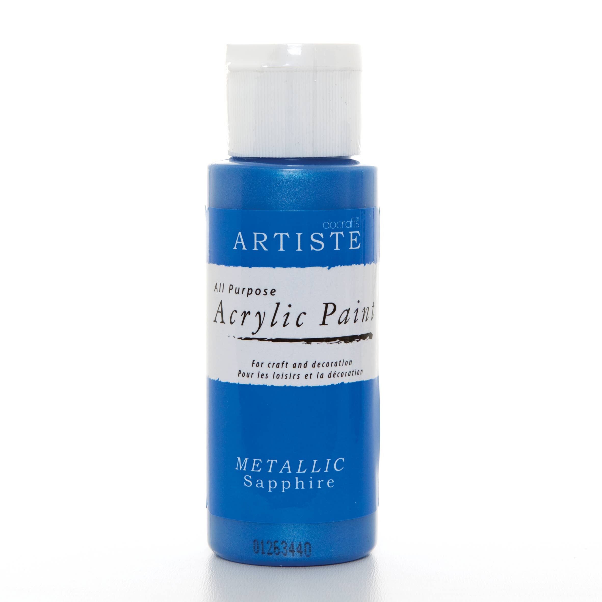 Artiste Pintura Acrílica 59ml 2Oz Zafiro Metálico, Pintura Profesional De Secado Rápido Para Artistas, Manualidades Y Hobby, Colores Vibrantes, Pinturas A Base De Agua Que Cubren Todas Las Superficies Con Facilidad, Ideal Para Artistas De Viajes