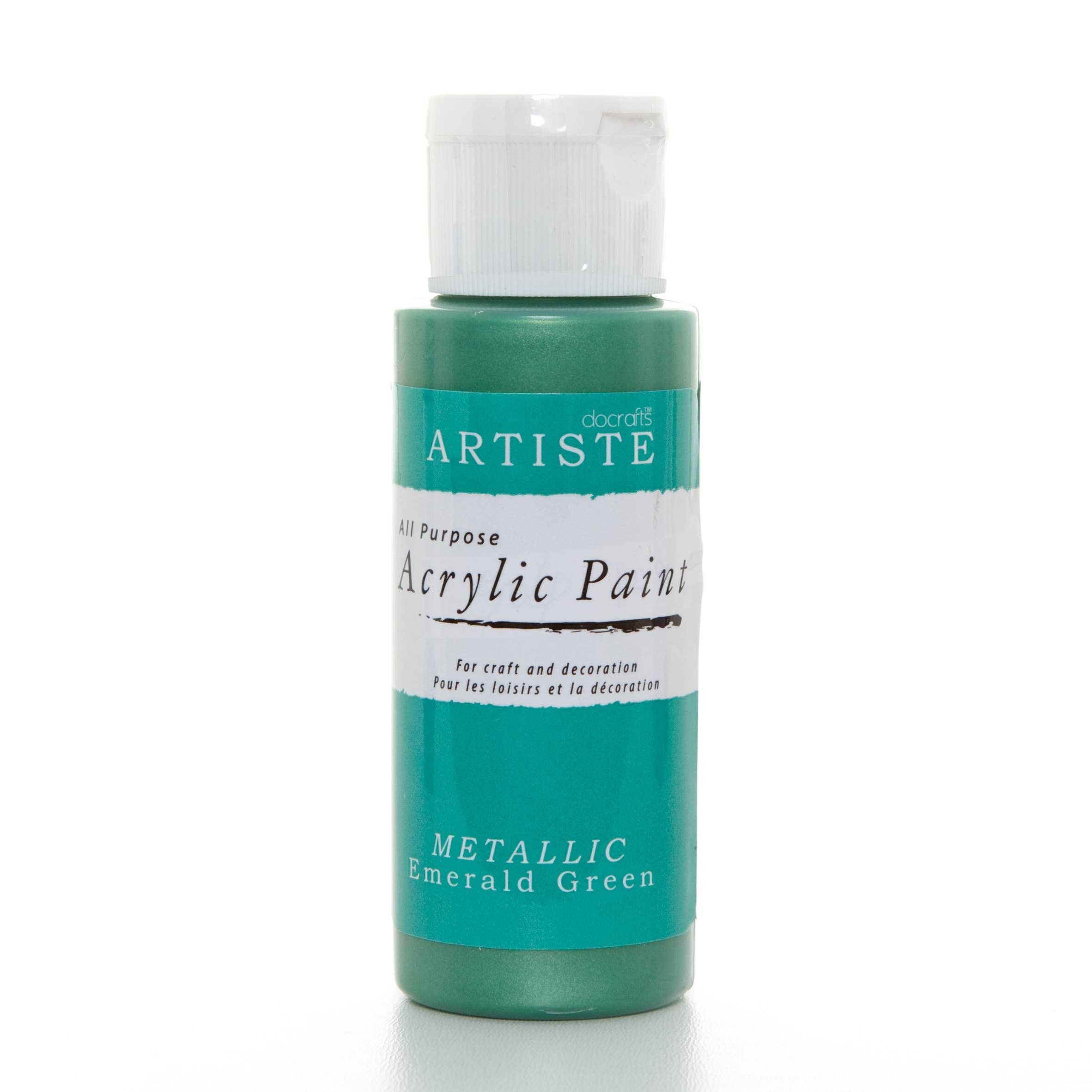 Artiste Pintura Acrílica 59ml 2Oz Verde Esmeralda Metálico, Pintura Profesional De Secado Rápido Para Artistas, Manualidades Y Hobby, Colores Vibrantes, Pinturas A Base De Agua Que Cubren Todas Las Superficies Con Facilidad, Ideal Para Artistas De Viajes