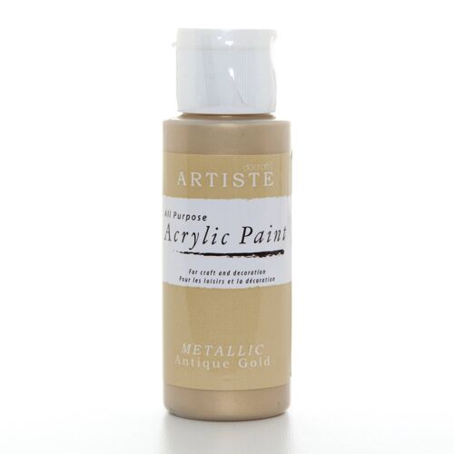 Artiste Acrylic Paint 59ml 2Oz Metallic Antique Gold, Quick-Drying Professional Art, Craft And Hobby Artists Paint, Vibrant Colour, Water-Based Paints Cover All Surfaces With Ease, Ideal For Travel Artists