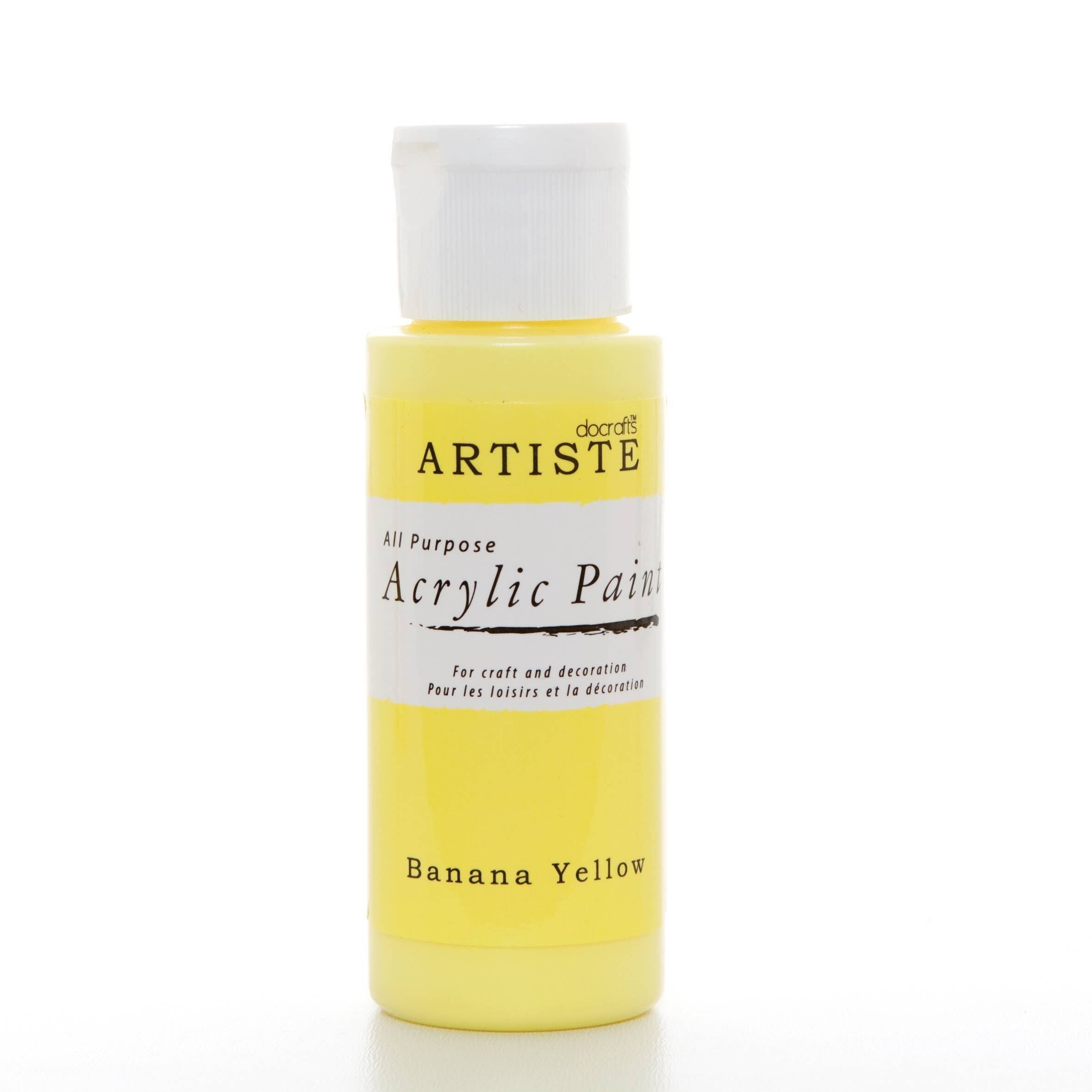 Artiste Acrylfarbe, 59 ml, 2 oz, Bananengelb, schnelltrocknende professionelle Künstlerfarbe für Kunst, Handwerk und Hobby, leuchtende Farben, Farben auf Wasserbasis decken alle Oberflächen mit Leichtigkeit ab, ideal für reisende Künstler