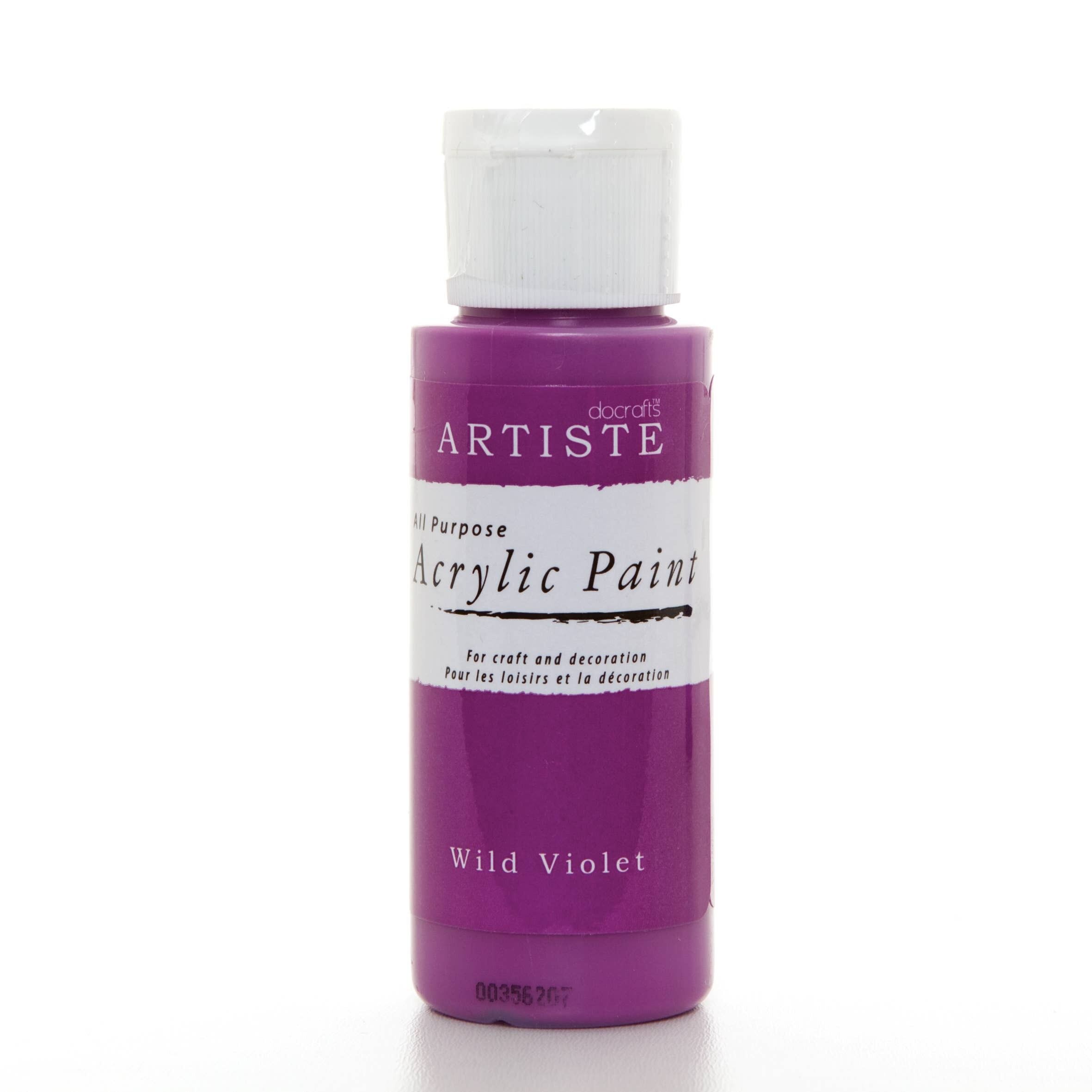 Vernice acrilica Artiste 59ml 2Oz Wild Violet, Pittura professionale per artisti artistici, artigianali e hobby ad asciugatura rapida, Colori vivaci, Le vernici a base d'acqua coprono tutte le superfici con facilità, Ideale per gli artisti in viaggio