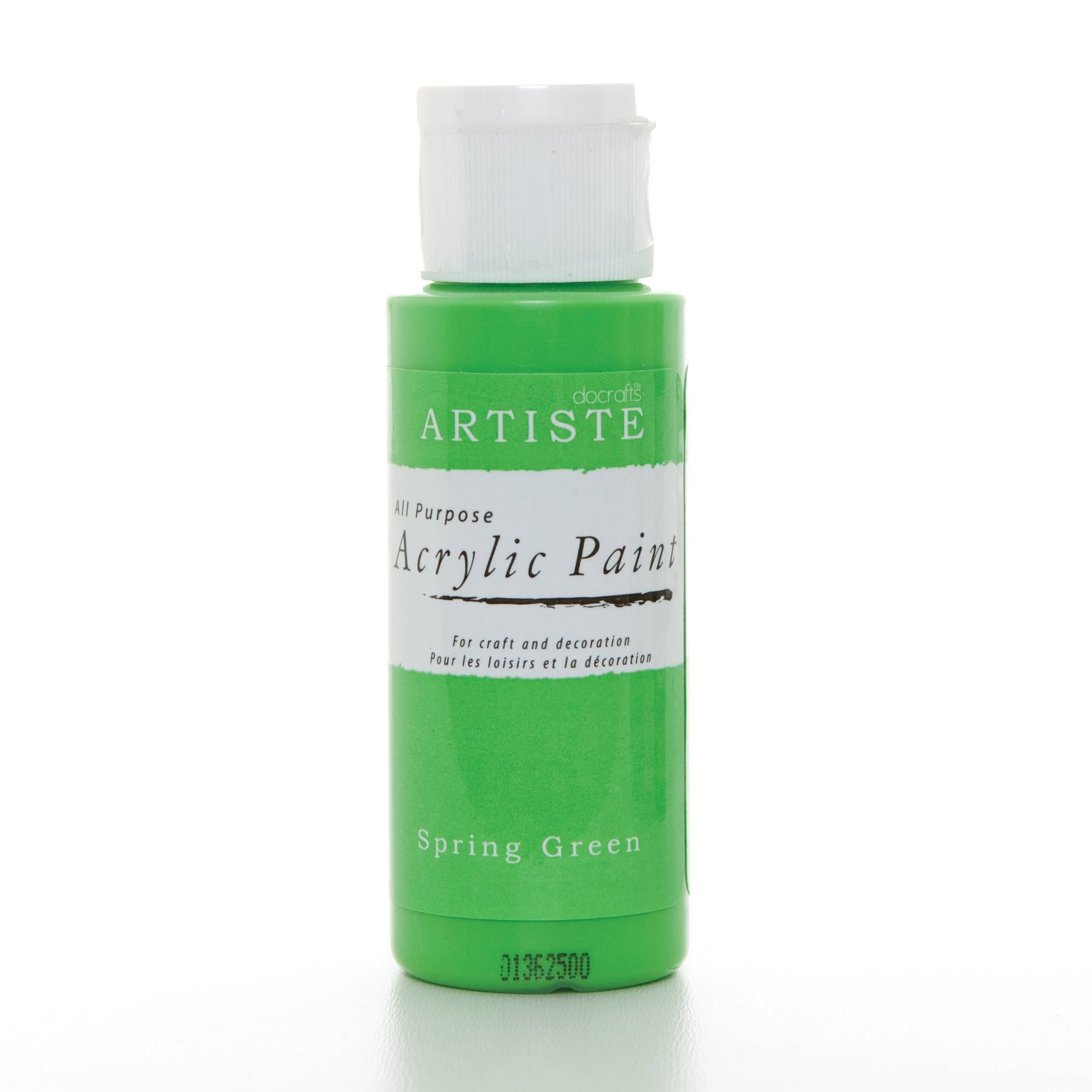 Vernice acrilica Artiste 59ml 2Oz Verde Primavera, Pittura Professionale per Artisti d'Arte, Artigianato e Hobbistica ad Asciugatura Rapida, Colori Vivaci, Vernici a Base d'Acqua Coprono Tutte le Superfici con Facilità, Ideale per Artisti in Viaggio