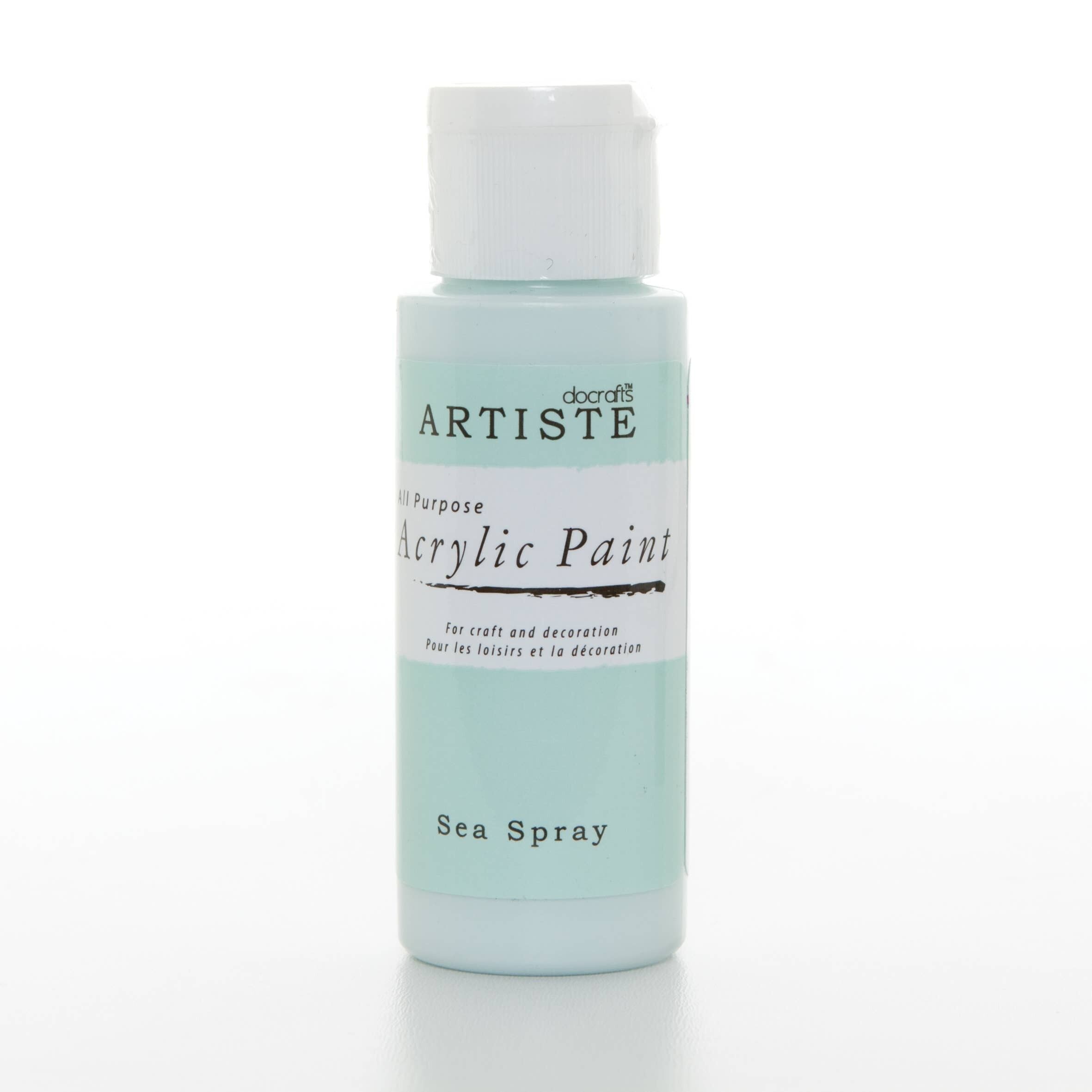 Vernice acrilica Artiste 59ml 2Oz Sea Spray, Pittura professionale per artisti artistici, artigianali e hobby ad asciugatura rapida, Colori vivaci, Le vernici a base d'acqua coprono tutte le superfici con facilità, Ideale per gli artisti in viaggio