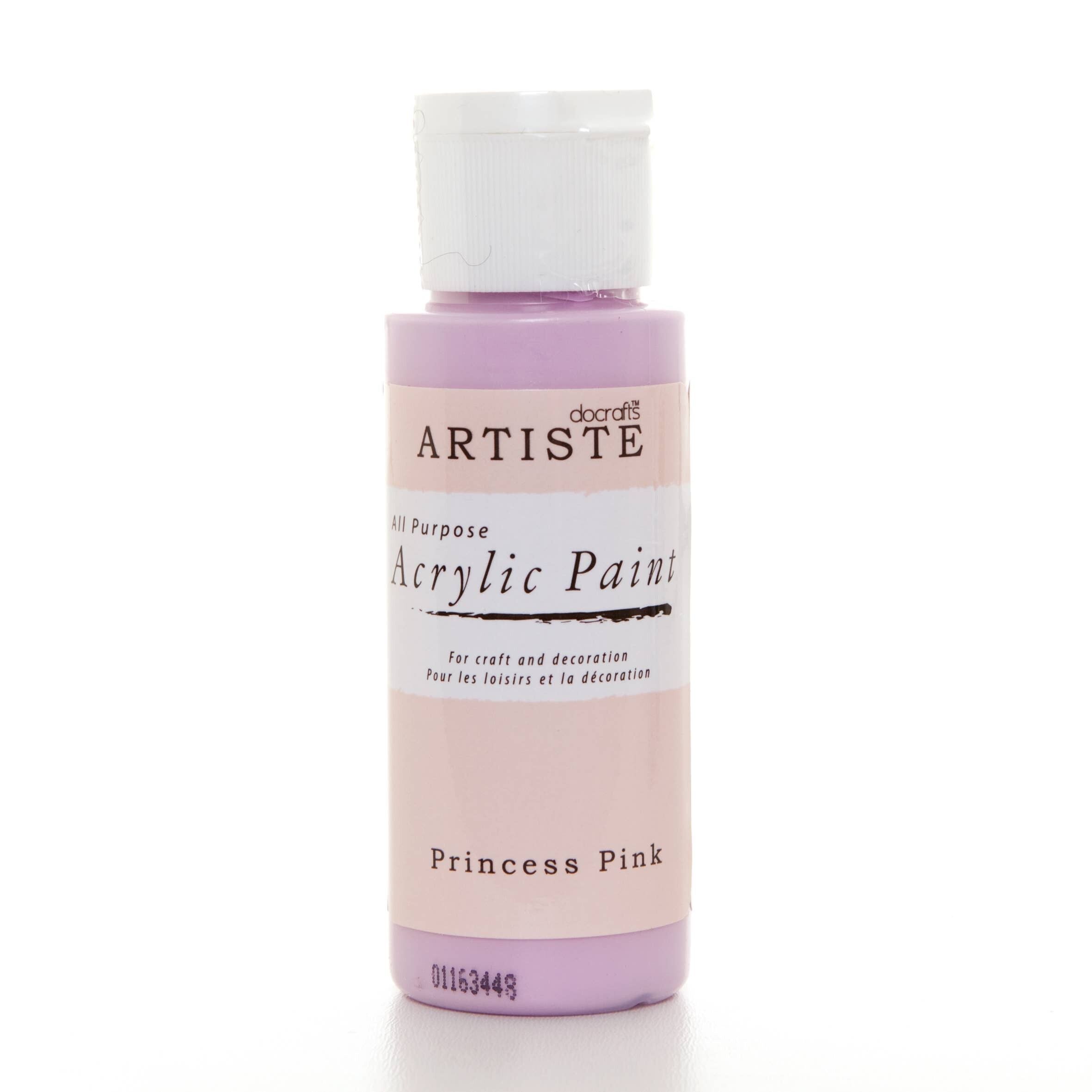 Pittura acrilica Artiste 59ml 2Oz Princess Pink, Pittura professionale per artisti artistici, artigianali e hobby ad asciugatura rapida, Colori vivaci, Le vernici a base d'acqua coprono tutte le superfici con facilità, Ideale per gli artisti in viaggio