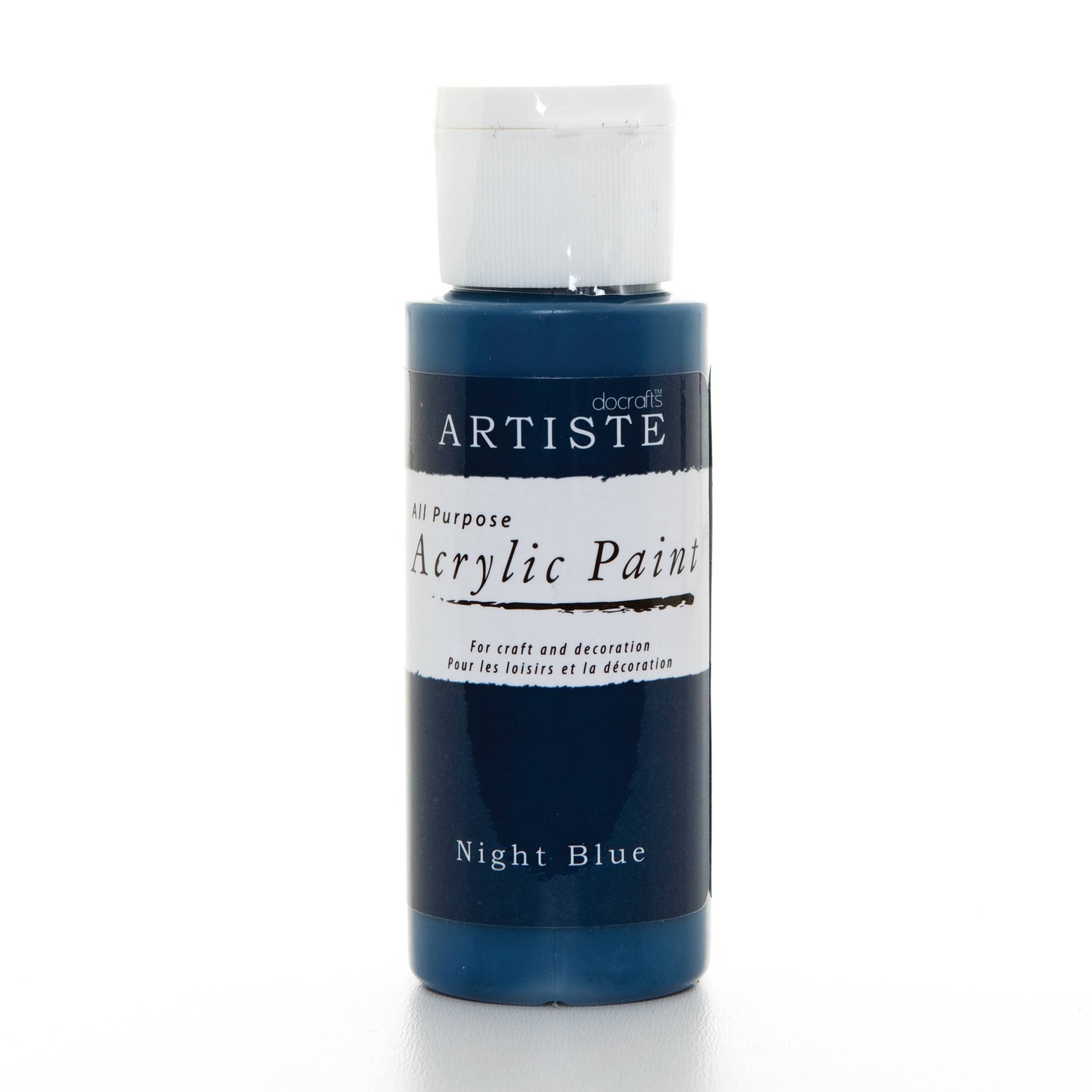 Pittura acrilica Artiste 59ml 2Oz Blu notte, Pittura professionale per artisti artistici, artigianali e hobby ad asciugatura rapida, Colori vivaci, Le vernici a base d'acqua coprono tutte le superfici con facilità, Ideale per gli artisti in viaggio