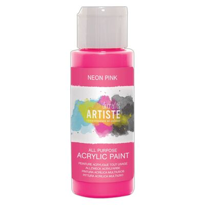 Artiste Pintura Acrílica 59ml 2Oz Rosa Neón, Pintura Profesional De Secado Rápido Para Artistas, Manualidades Y Hobby, Colores Vibrantes, Pinturas A Base De Agua Que Cubren Todas Las Superficies Con Facilidad, Ideal Para Artistas De Viajes