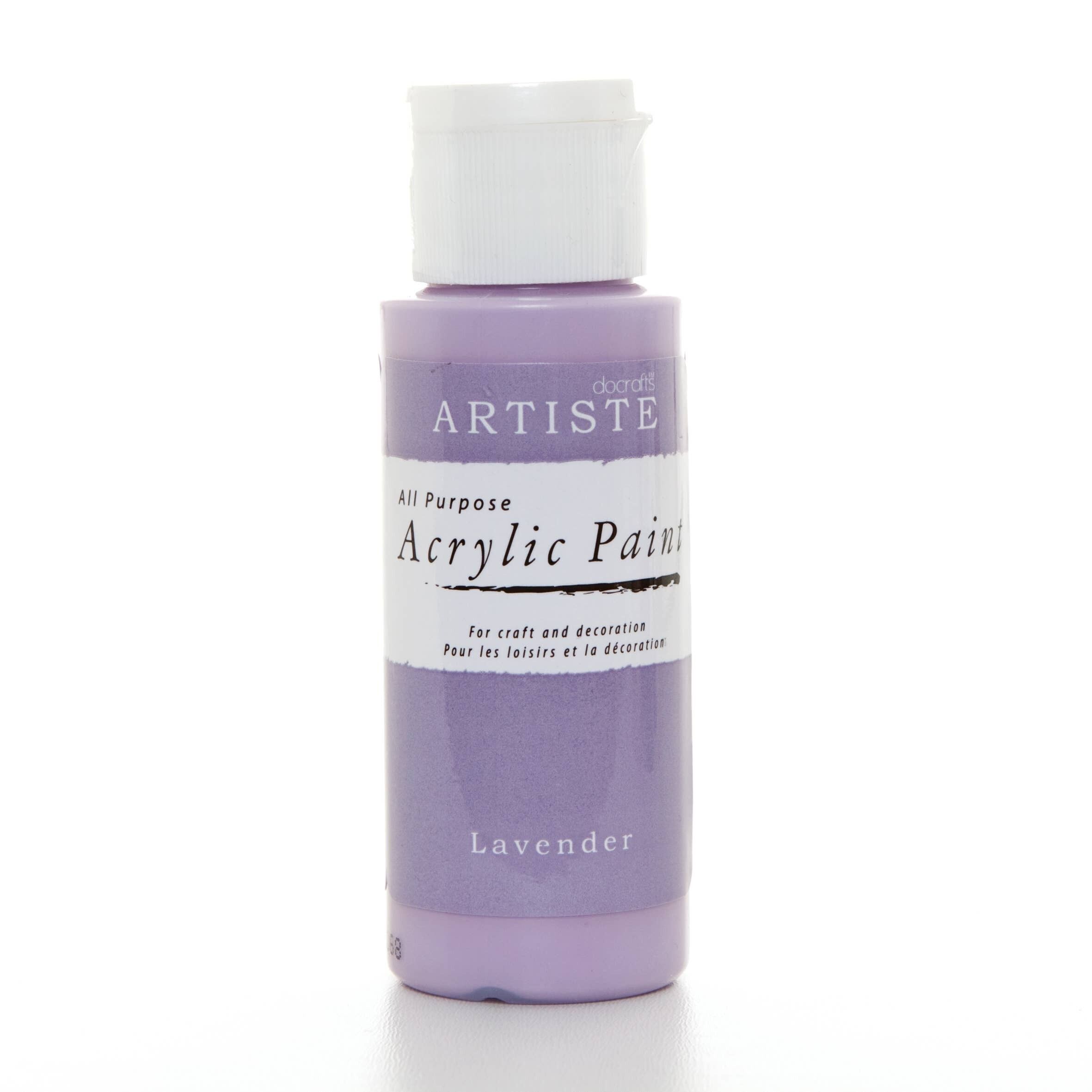 Pittura acrilica Artiste 59ml 2Oz Lavanda, Pittura professionale per artisti artistici, artigianali e hobby ad asciugatura rapida, Colori vivaci, Le vernici a base d'acqua coprono tutte le superfici con facilità, Ideale per gli artisti in viaggio