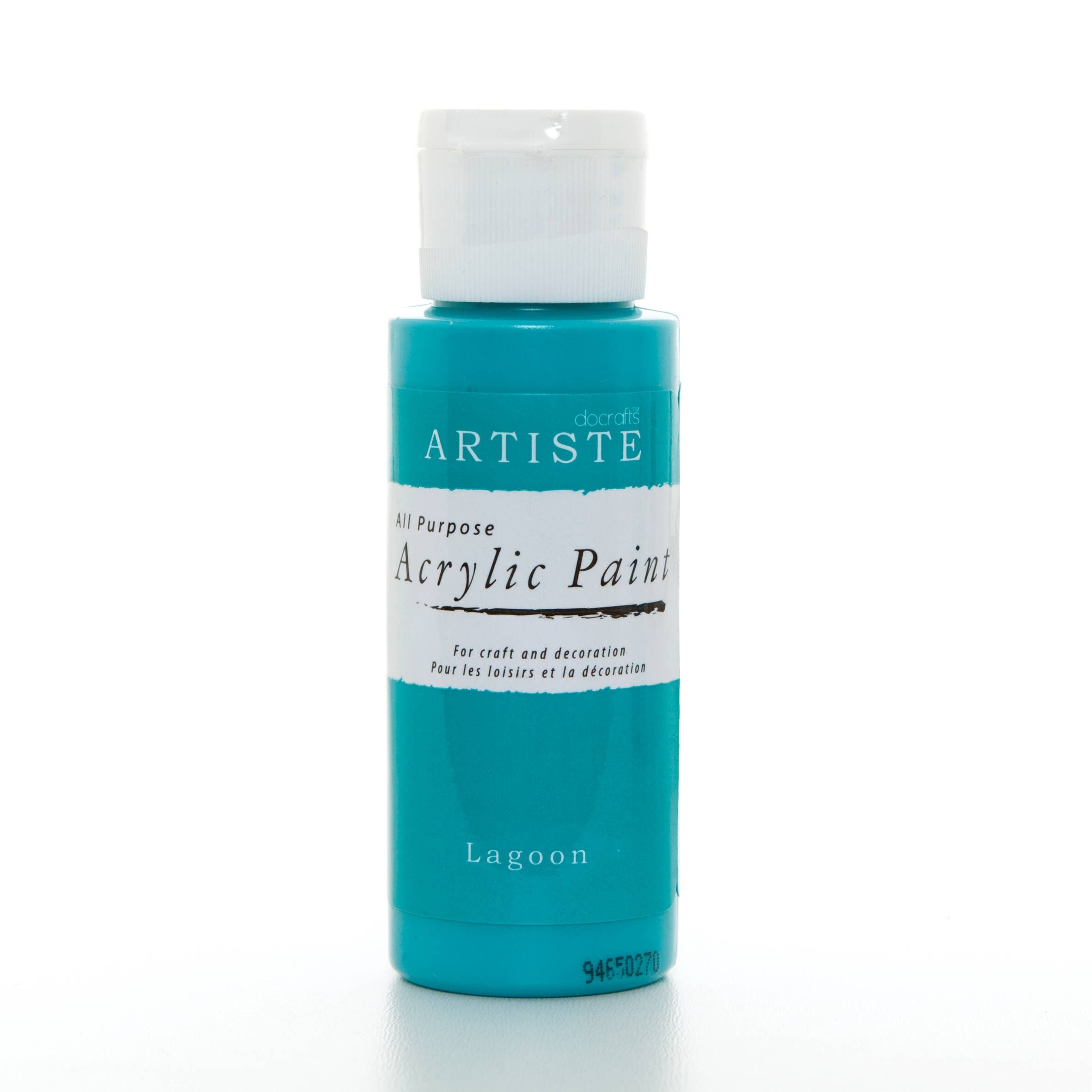 Artiste Acrylic Paint 59ml 2Oz Lagoon, Quick-Drying Professional Art, Craft And Hobby Artists Paint, Vibrant Colour, Water-Based Paints Cover All Surfaces With Ease, Ideal For Travel Artists