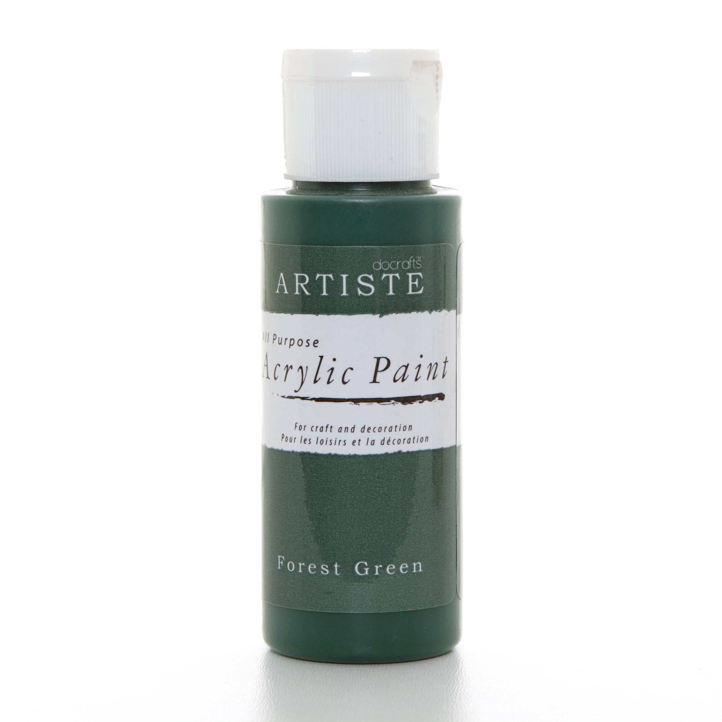 Artiste Acrylic Paint 59ml 2Oz Forest Green, Quick-Drying Professional Art, Craft And Hobby Artists Paint, Vibrant Colour, Water-Based Paints Cover All Surfaces With Ease, Ideal For Travel Artists