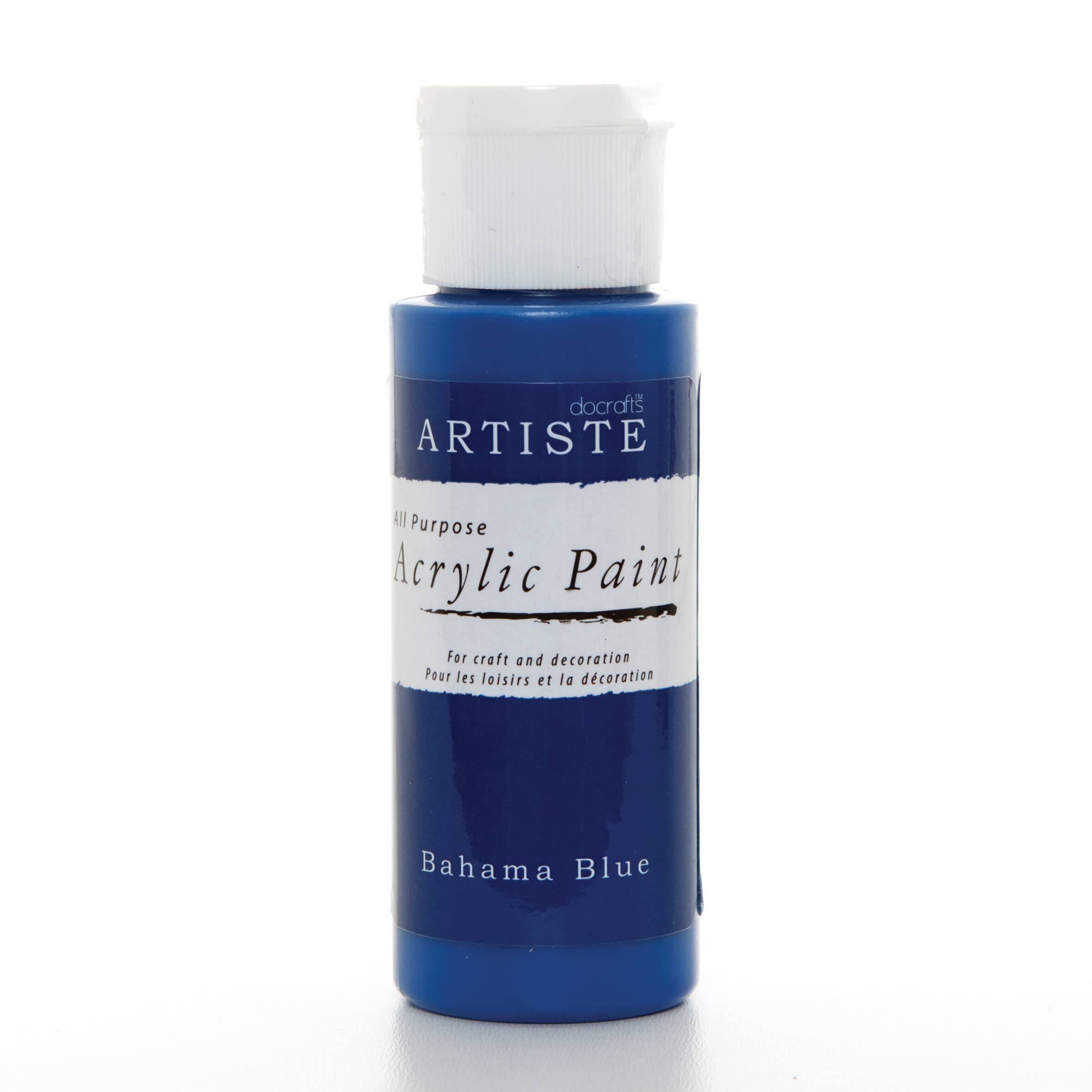 Pittura acrilica Artiste 59ml 2Oz Bahama Blue, Pittura professionale per artisti artistici, artigianali e hobby ad asciugatura rapida, Colori vivaci, Le vernici a base d'acqua coprono tutte le superfici con facilità, Ideale per gli artisti in viaggio