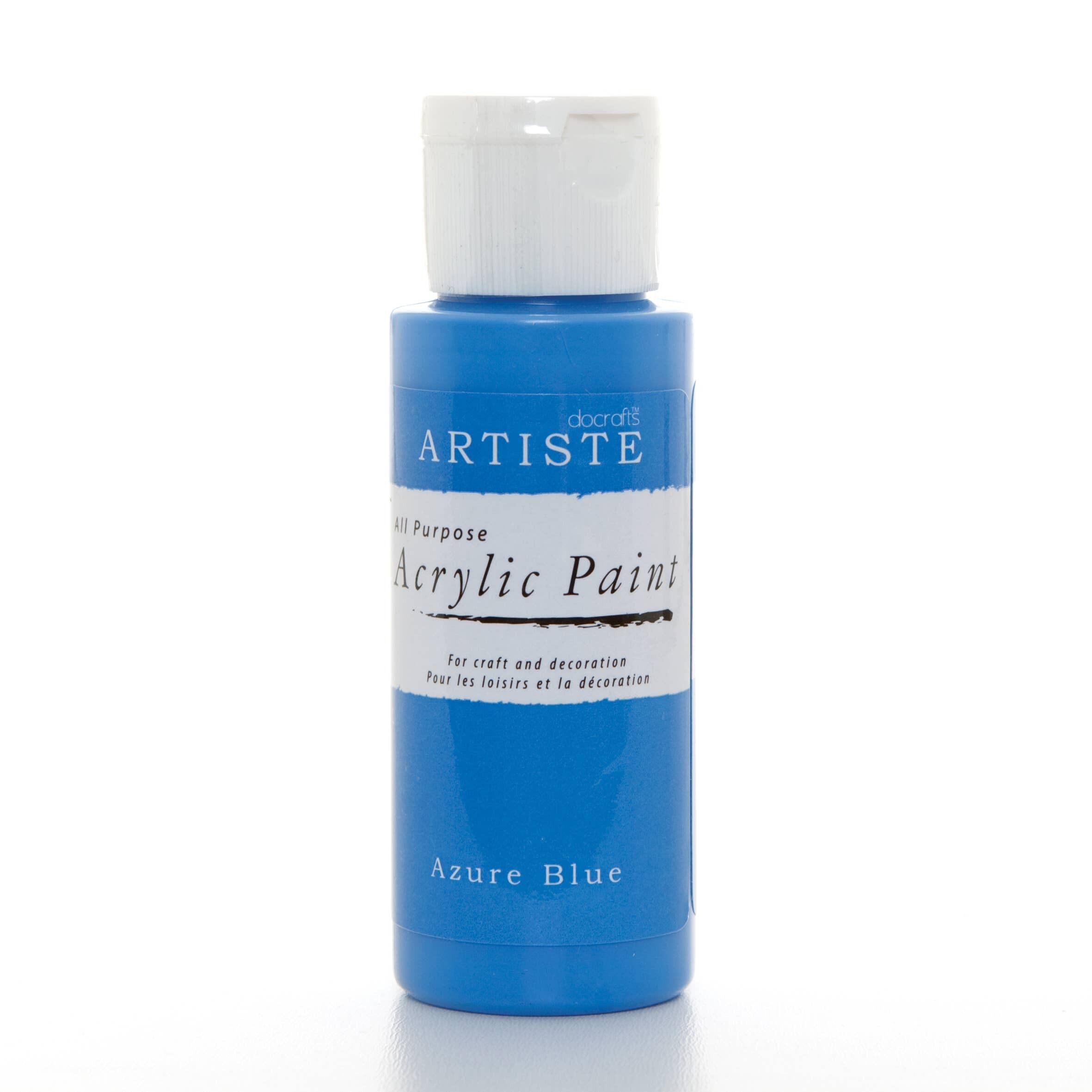 Pittura acrilica Artiste 59ml 2Oz Blu azzurro, Pittura professionale per artisti artistici, artigianali e hobby ad asciugatura rapida, Colori vivaci, Le vernici a base d'acqua coprono tutte le superfici con facilità, Ideale per gli artisti in viaggio