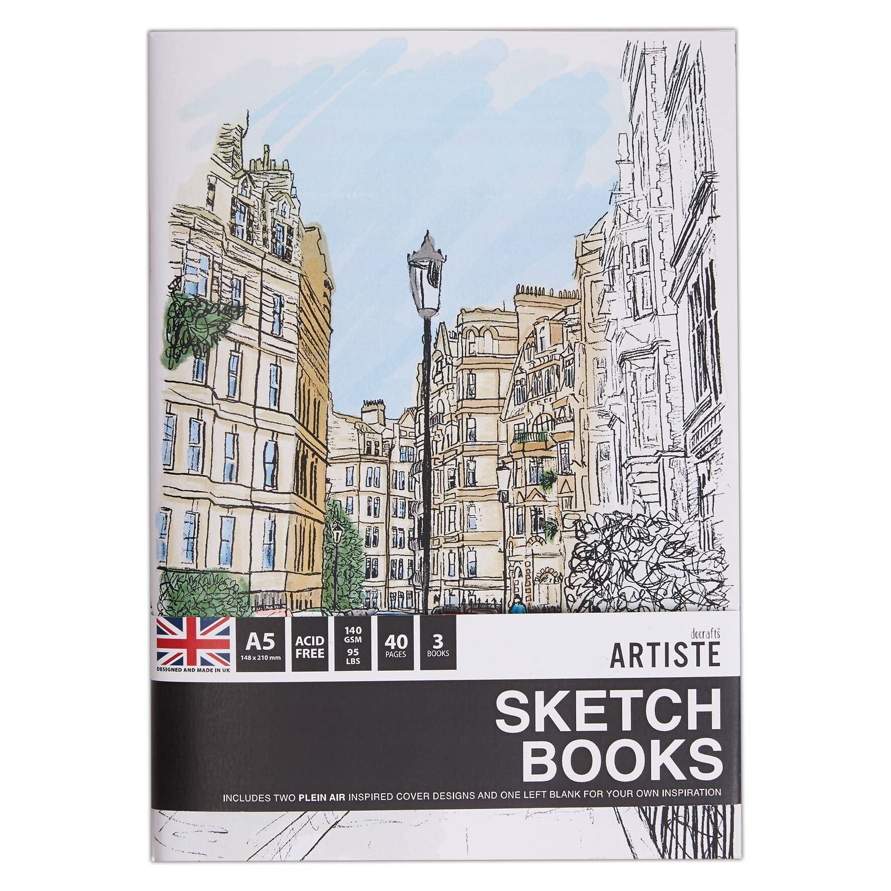 Artiste A5-Skizzenbücher – Plein-Air-Notizbücher – 3er-Pack zum Zeichnen, Skizzieren, Kritzeln, Schreiben und Scrapbook-Designs mit gemischten Medien, Stift, Tinte, Malerei und mehr