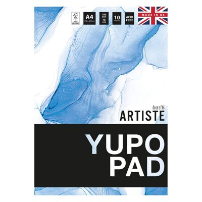 Artiste YUPO Pad, 100gsm, 10 Sheets, White, A4, Ideal Sketchbook for Adults, Art Notebook for Artists and Kids, Creative Book for Paint, Pencil and Colouring