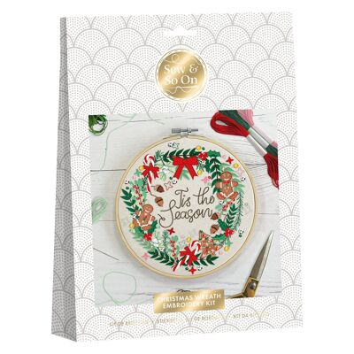 Kit artigianale per ricamo, cucito e cucito, ghirlanda di Natale, include tutti gli accessori artigianali necessari Kit artigianali fai da te ideali per adulti e bambini più grandi, ideale come regalo di arte artigianale, da utilizzare per decorazioni natalizie per la casa