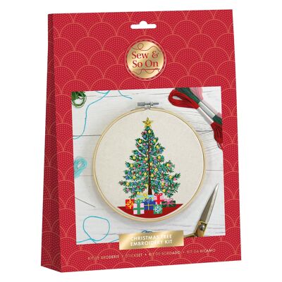 Kit de manualidades de costura y bordado de Sew & So On: árbol de Navidad, incluye todos los accesorios de manualidades necesarios. Kits de manualidades ideales para adultos y niños mayores, es un gran regalo artístico para manualidades, uso para decoración navideña del hogar.