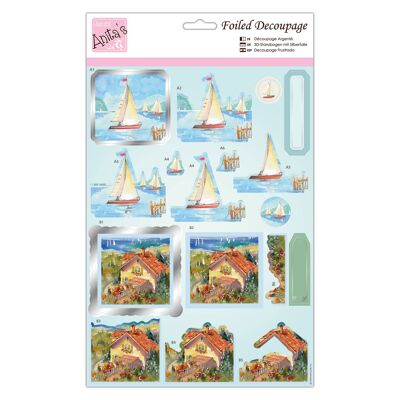 Hoja de decoupage A4 Sail Away de Anita, suministros de accesorios para manualidades, manualidades en papel, álbumes de recortes, creación de tarjetas, origami, ideal para manualidades para adultos, agrega un patrón texturizado a proyectos de manualidades