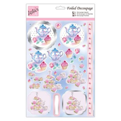 Anita's Hoja A4 para decoupage con una bonita taza de té, accesorios para manualidades, manualidades en papel, álbumes de recortes, creación de tarjetas, origami, ideal para manualidades para adultos, añade un patrón texturizado a proyectos de manualidades