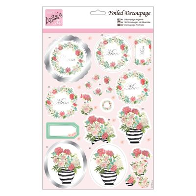 Anita's Feuille de découpage colorée A4 Fleurs pour maman, accessoires pour travaux manuels, loisirs créatifs en papier, scrapbooking, fabrication de cartes, origami, idéale pour les travaux manuels pour adultes, ajoute un motif texturé aux travaux manuels