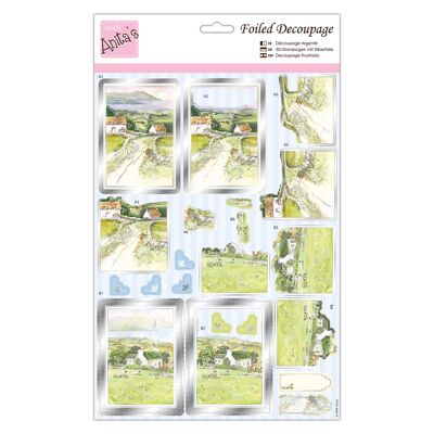 Anita's Feuille de découpage colorée A4 Escape To The Country, fournitures d'accessoires, loisirs créatifs en papier, scrapbooking, fabrication de cartes, origami, idéale pour les travaux manuels pour adultes, ajoute un motif texturé aux travaux manuels