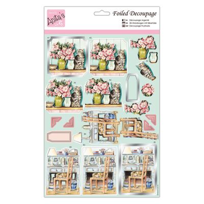 Feuille de découpage A4 Cosy Cats d'Anita, fournitures d'accessoires pour l'artisanat, l'artisanat en papier, le scrapbooking, la fabrication de cartes, l'origami, idéale pour l'artisanat pour adultes, ajoute un motif texturé aux projets d'artisanat