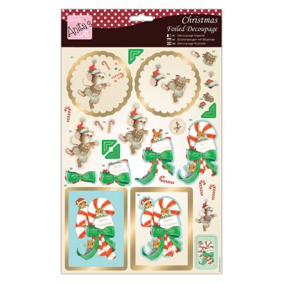 Anita's Feuille de découpage A4 Candy Cane Critters, fournitures d'accessoires pour l'artisanat, les loisirs créatifs en papier, le scrapbooking, la fabrication de cartes, l'origami, idéale pour l'artisanat pour adultes, ajoute un motif texturé aux projets d'artisanat