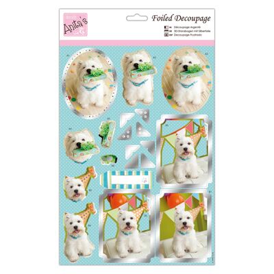 Anita's A4 Birthday Pooch Foiled Coloured Decoupage Sheet, Accessories Supplies For Craft, Paper Craft, Scrapbooking, Card Making, Origami, Ideal for Adult Craft, Adds A Textured Pattern To Crafts