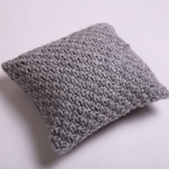 Coussin décoratif en laine tricoté à la main, couleur gris 4