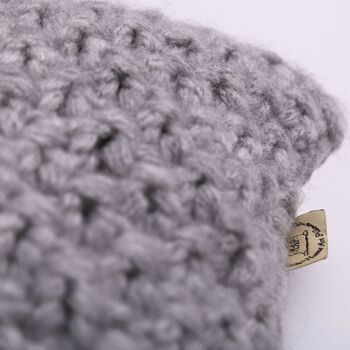 Coussin décoratif en laine tricoté à la main, couleur gris 6