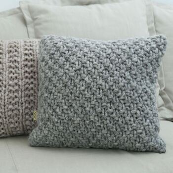 Coussin décoratif en laine tricoté à la main, couleur gris 8