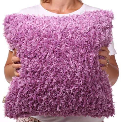 Purple super soft featherly yarn yarn accent pillow