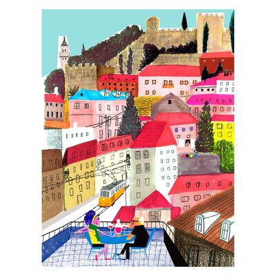 Ilustración "Lisboa" de Mikel Casal. Reproducción A4 firmada