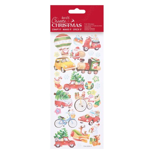 Create Christmas Foil Stickers, Gift Delivery, Multicoloured, Single Sheet, Christmas Stickers for Children and Adults, Ideal Labels for Card Making, Craft, Kids Sticker Book and Scrapbook Stickers