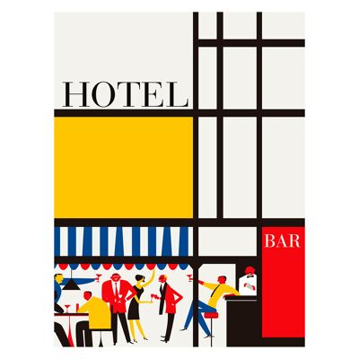 Illustration "Hôtel" par Mikel Casal. Reproduction A4 signée