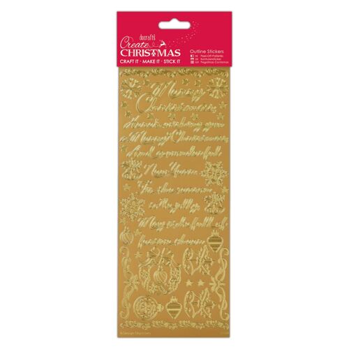 Create Christmas Outline Stickers Traditional Christmas Verses, Gold, Single Sheet, Christmas Stickers for Children and Adults, Ideal Labels for Card Making, Craft Projects and Scrapbook Stickers