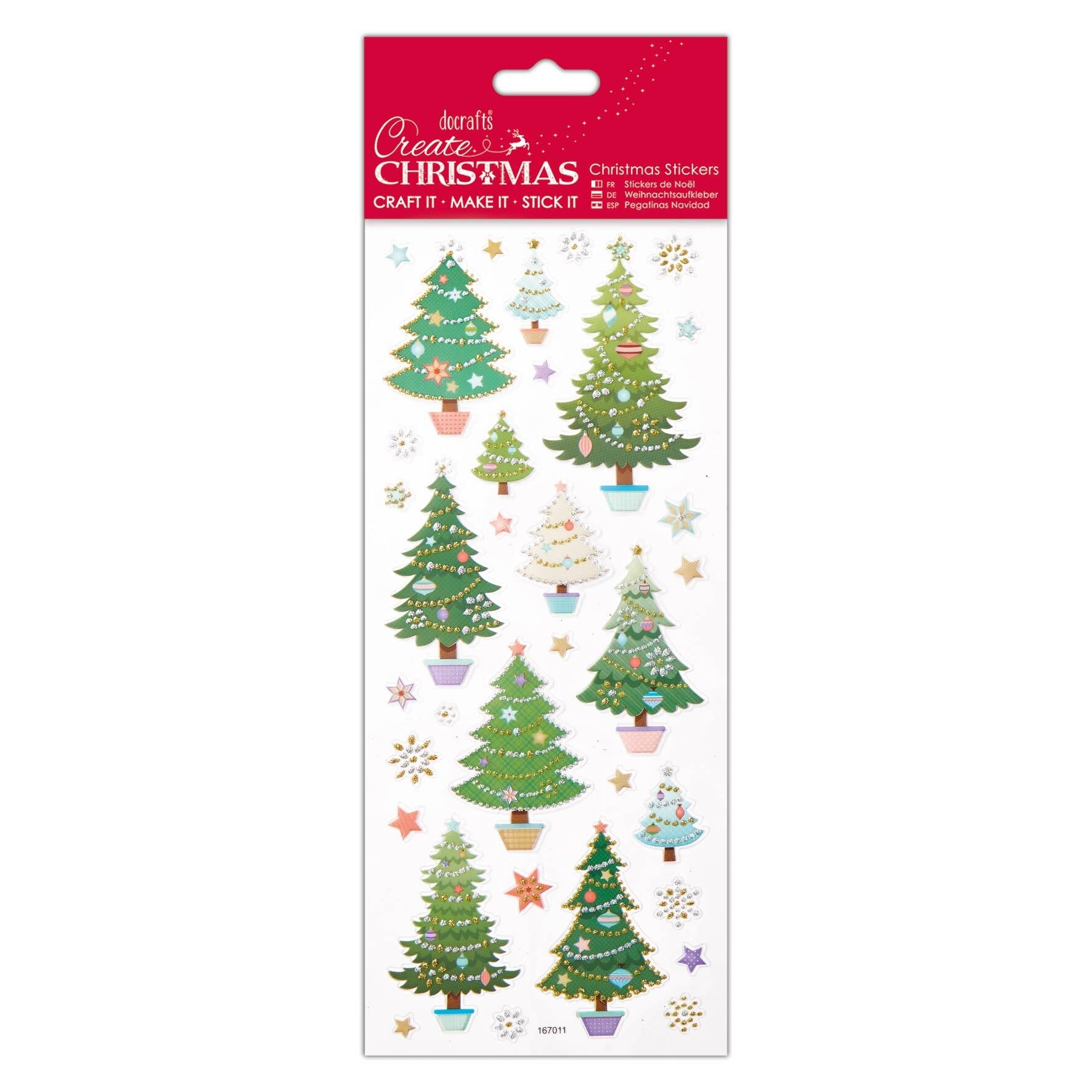 Crea adesivi natalizi di lusso, alberi di Natale, verde, foglio singolo, adesivi per bambini e adulti, etichette ideali per realizzare cartoline e progetti artigianali, libri di adesivi per bambini e adesivi per album di ritagli