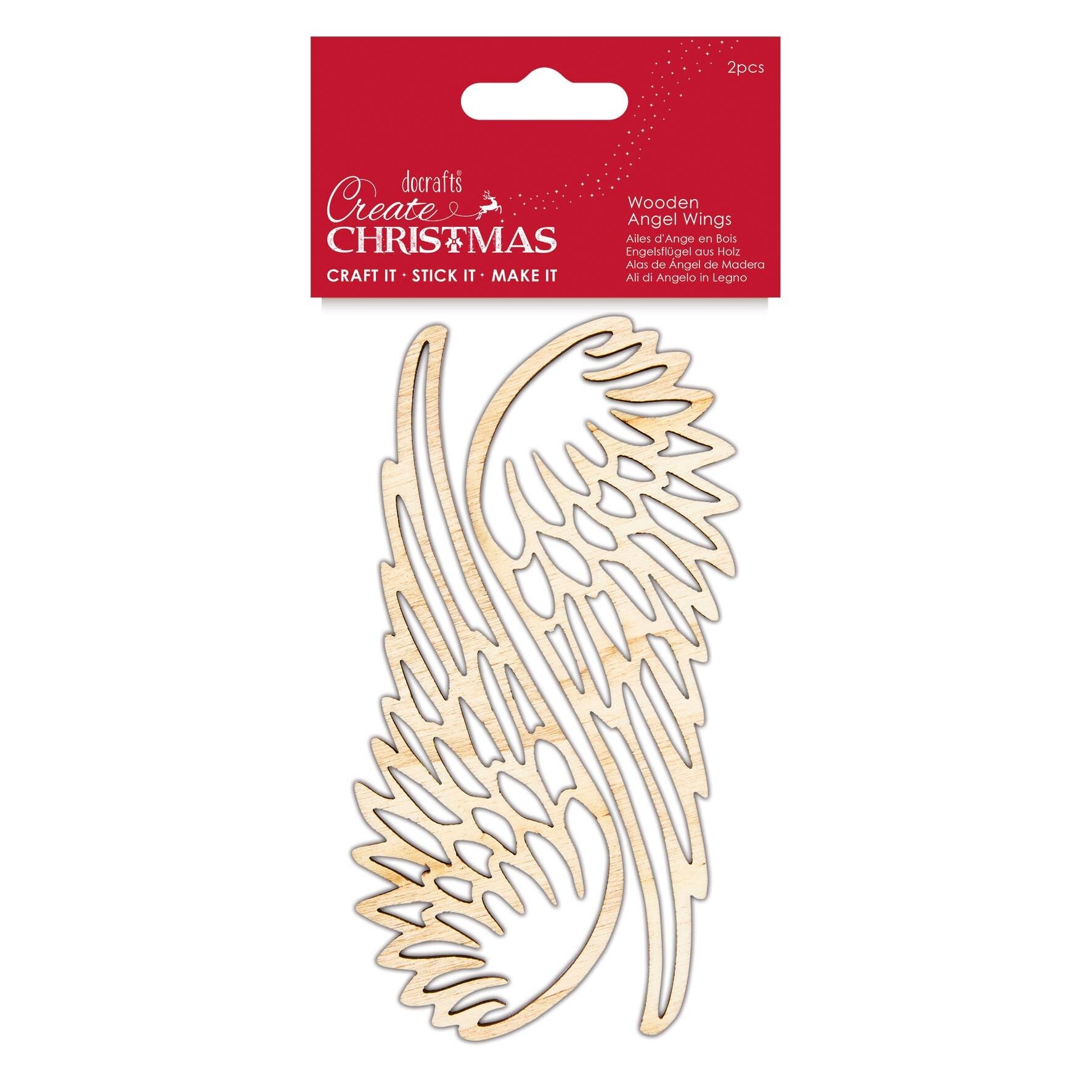 Crea Ali d'Angelo in Legno di Natale, Marrone, Confezione da 2, Forniture per Lavoretti e Progetti Artigianali Natalizi in Casa, Ideale per Lavoretti Festivi per Bambini e Adulti