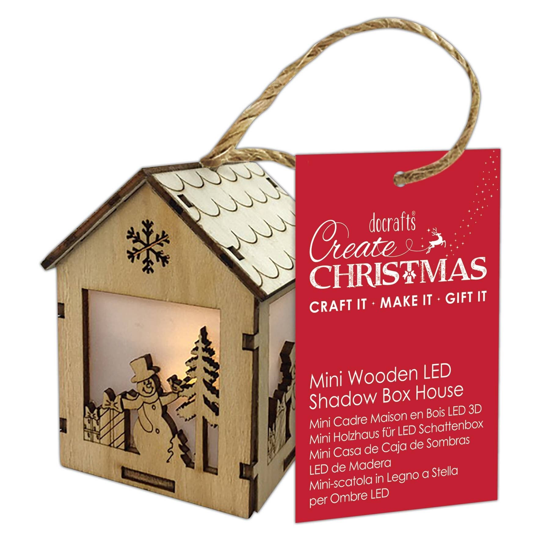Créer un cadeau de bonhomme de neige de maison de boîte d'ombre de LED en bois de Noël