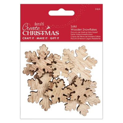 Crea fiocchi di neve natalizi in legno massiccio, marrone, confezione da 24, adatti per la casa, pittura per legno, giocattoli in legno e lavori con cartoline, ideali per decorazioni natalizie e forniture per la creazione di cartoline
