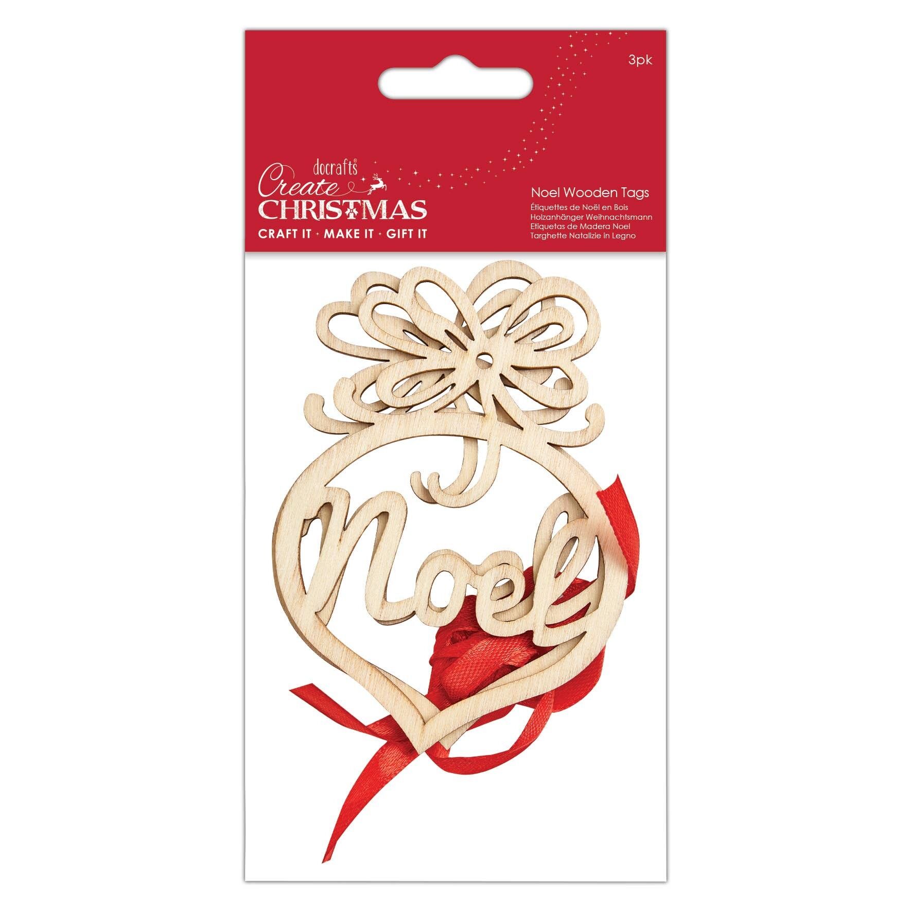 Crea Etichette in Legno Noel di Natale, Marrone, Confezione da 3, Forniture per Lavoretti Domestici e Progetti di Artigianato Natalizi, Ideale per Lavoretti Festivi per Bambini e Adulti