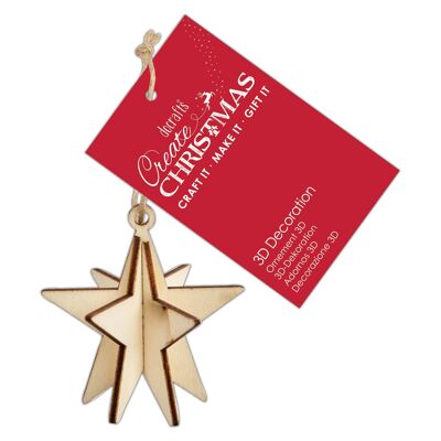 Create Christmas 3D Decoration, Star, Brown, 6cm, Craft Supplies for Home Christmas Craft and Craft Projects, Ideal for Festive Crafts for Kids and Adults