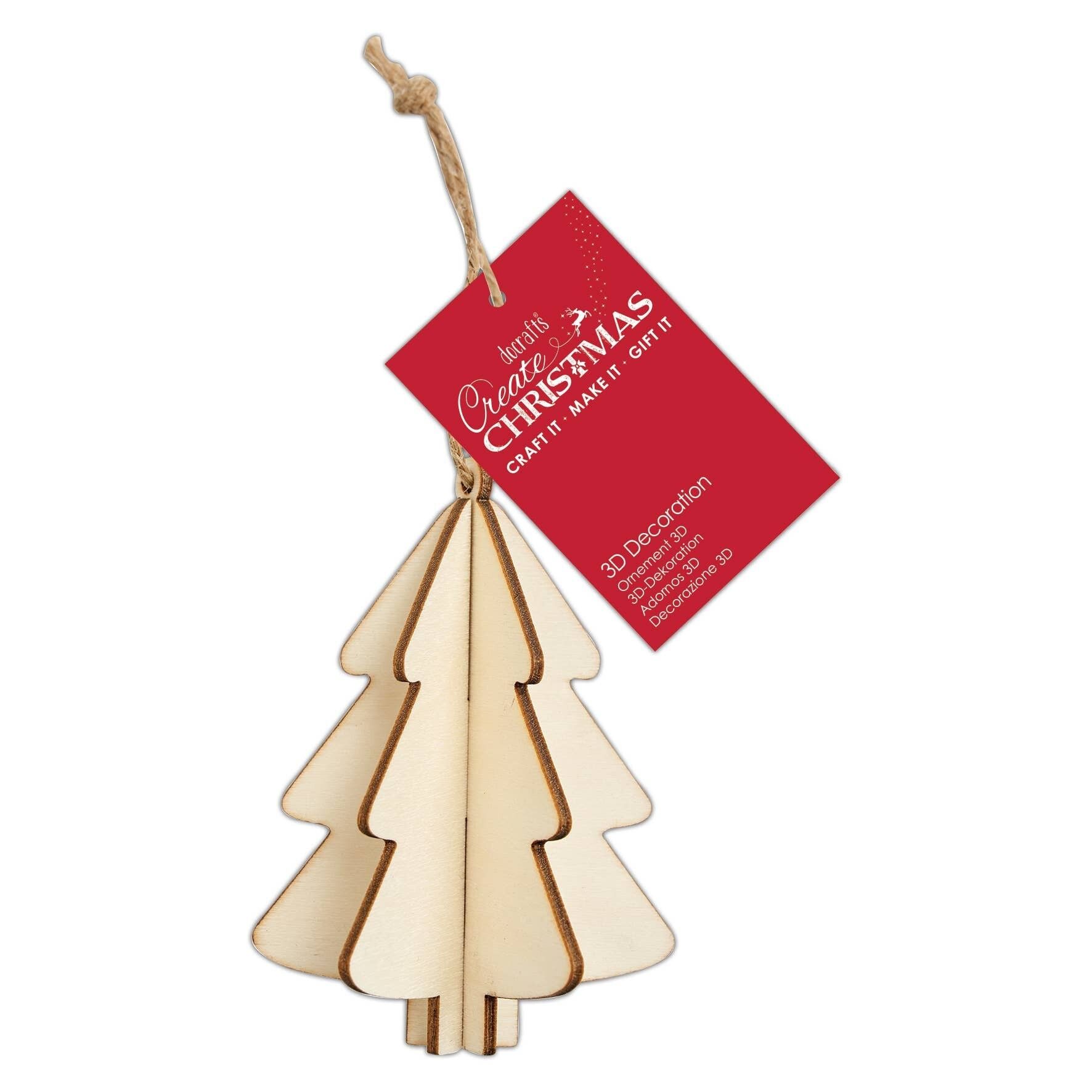 Crea decorazioni natalizie 3D, albero, marrone, 7 cm, materiali creativi per la casa, progetti di artigianato e artigianato natalizi, ideale per lavoretti festivi per bambini e adulti