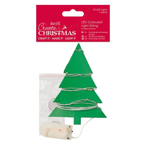 Create Christmas 20 LED Light String, Multicoloured, 1m, Craft Supplies for Home Christmas Craft and Craft Projects, Ideal for Festive Crafts for Kids and Adults