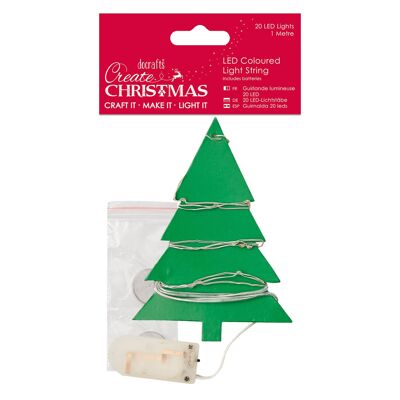 Create Christmas Cadena de 20 Luces LED, Multicolor, 1 m, Suministros para Manualidades para Manualidades navideñas en el hogar y Proyectos de Manualidades, Ideal para Manualidades festivas para niños y Adultos