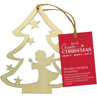 Crea un ornamento natalizio in legno da appendere, albero degli angeli, marrone, confezione singola, forniture artigianali per progetti di bricolage e artigianato natalizi in casa, ideale per lavoretti festivi per bambini e adulti